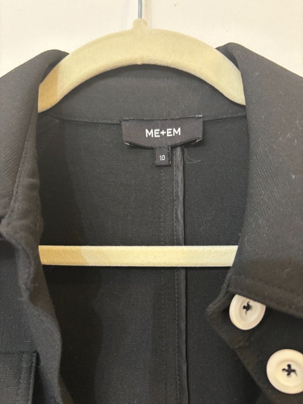ME+EM Tailored Black Jacket with White Buttons and Removable Belt US Size 6 - Picture 9 of 11